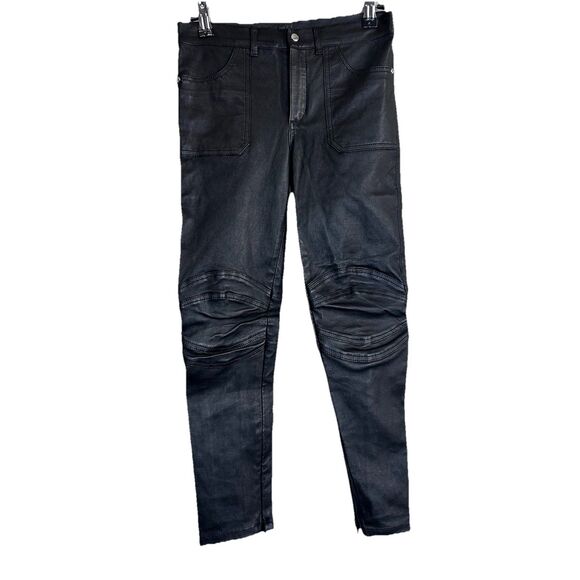 Gucci kids Pants Girls Size 8 Youth 100% Leather Black Moto Skinny Punk Rock - Picture 1 of 8
